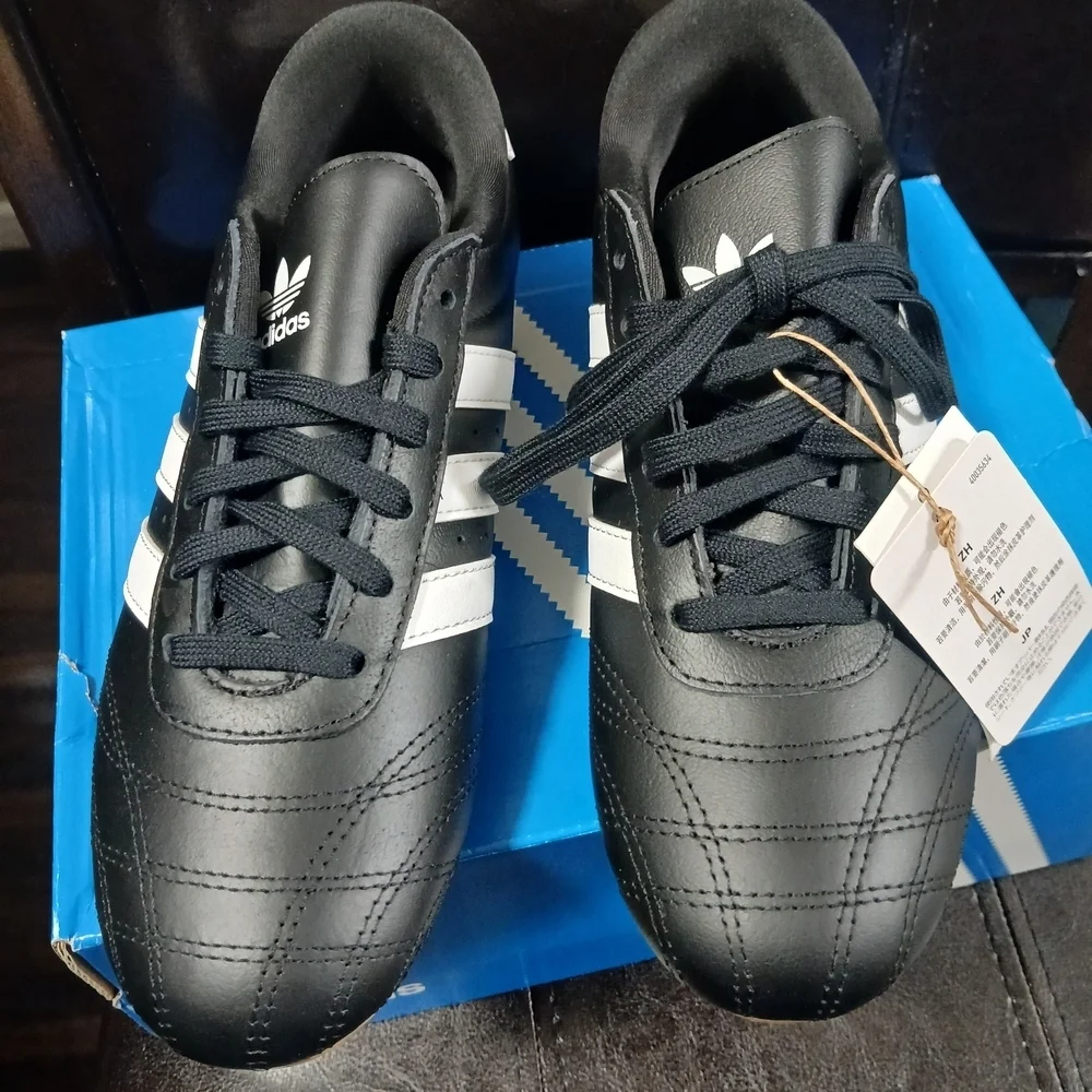 Adidas Men's Black Sneakers with White Stripes